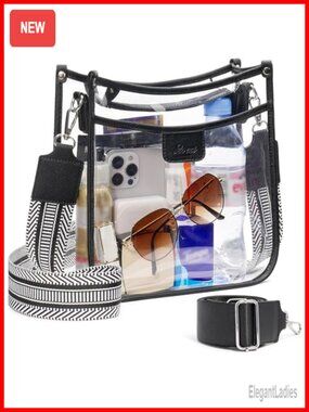 Clear Stadium Approved Crossbody Bag with 2 Adjustable Straps, 3 Pockets,